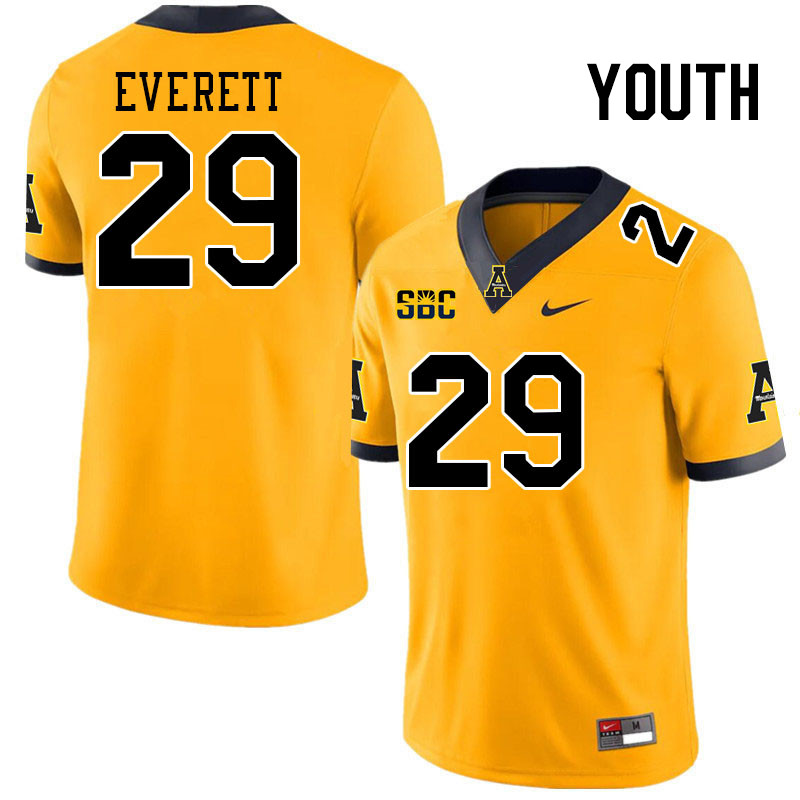 Youth #29 Carter Everett Appalachian State Mountaineers College Football Jerseys Stitched Sale-Gold